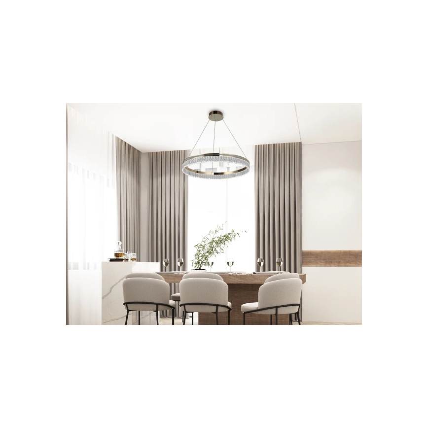 Dimējams LED kristāla lustrs uz troses THALIA LED/55W/230V 3000-6000K Ø 80 cm + tālvadības pults