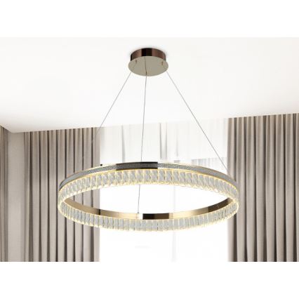 Dimējams LED kristāla lustrs uz troses THALIA LED/55W/230V 3000-6000K Ø 80 cm + tālvadības pults