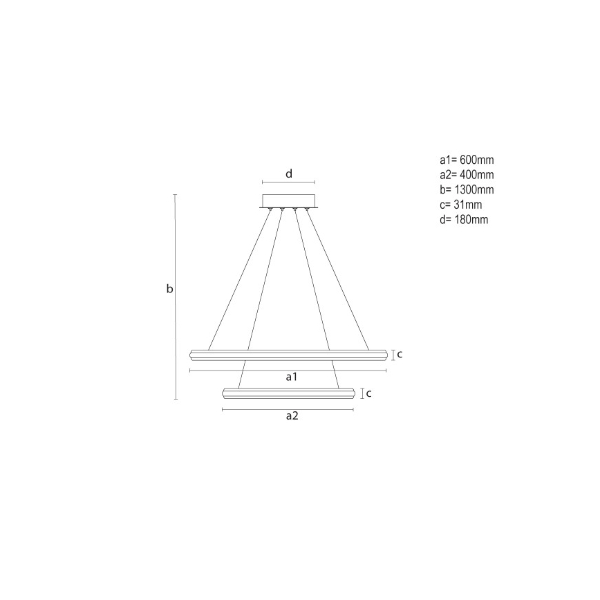 LED dimmējama piekaramā lustra uz troses LED/90W/230V 3000–6500K Ø 60 cm + tālvadības pults