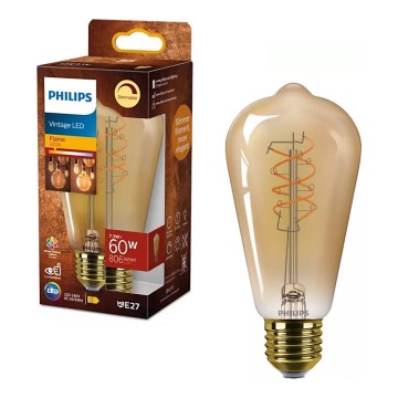LED dimējama spuldze VINTAGE Philips ST64 E27/7,3W/230V 2200K CRI 90