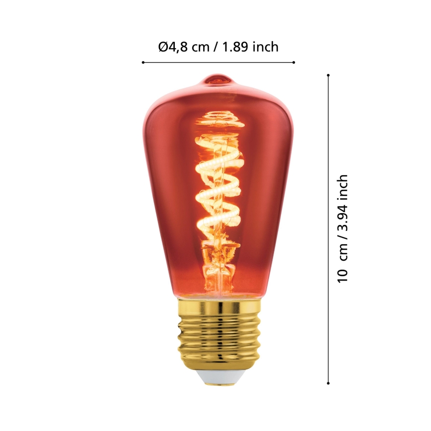 LED dimējama spuldze VINTAGE ST48 E27/4W/230V 2000K sarkana - Eglo 110199
