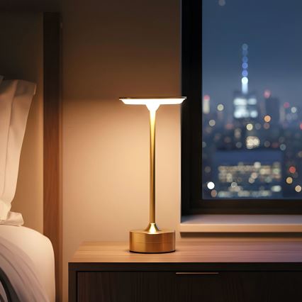 LED regulējama uzlādējama galda lampa NEW YORK LED/1,8W/5V 2700K/4000K/6500K 1200 mAh zelta