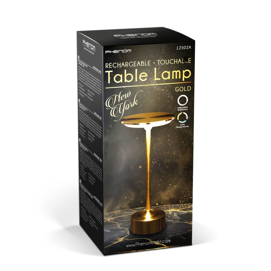 LED regulējama uzlādējama galda lampa NEW YORK LED/1,8W/5V 2700K/4000K/6500K 1200 mAh zelta