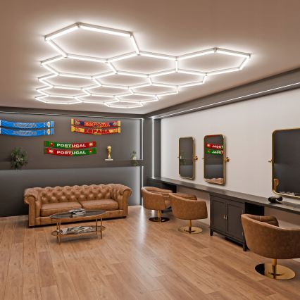 LED dimējams griestu gaismeklis HEXAGON LED/456W/85-265V 5000K 234x420 cm CRI 90 IP54 balts