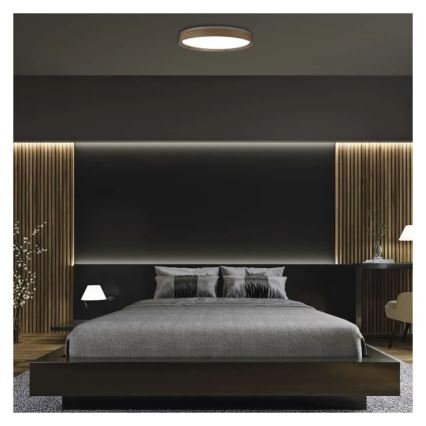 LED dimējams griestu gaismeklis ILVI LED/45W/230V 2700-6500K Ø 50 cm koka dekors + ar tālvadības pulti