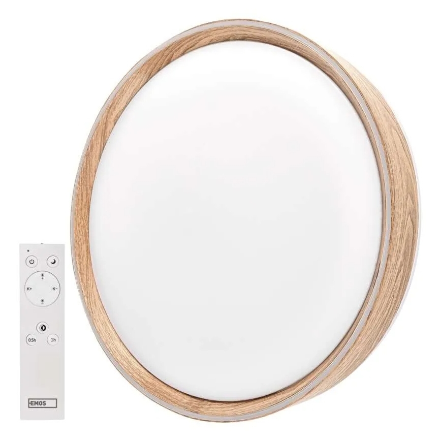 LED dimējams griestu gaismeklis ILVI LED/45W/230V 2700-6500K Ø 50 cm koka dekors + ar tālvadības pulti