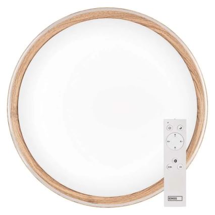 LED dimējams griestu gaismeklis ILVI LED/45W/230V 2700-6500K Ø 50 cm koka dekors + ar tālvadības pulti