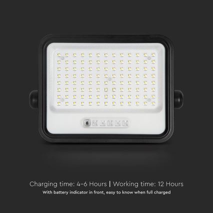 Regulējams LED saules prožektors LED/200W/3,2V 2000-8000K IP65 10000 mAh melns + tālvadības pults