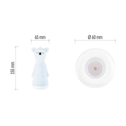 LED dimējams uzlādējams bērnu lukturītis ar naktsgaismu (2 vienā) — 3,7 V, 1200 mAh