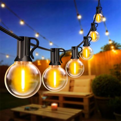 LED regulējams āra dekoratīvais gaismas virtenis 36xE12/1W/24/230V 22,35 m IP65 melns + ar tālvadības pulti