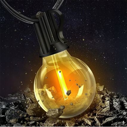 LED regulējams āra dekoratīvais gaismas virtenis 36xE12/1W/24/230V 22,35 m IP65 melns + ar tālvadības pulti