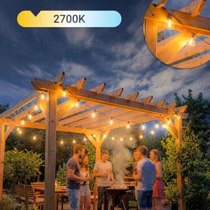 LED regulējams āra dekoratīvais gaismas virtenis 36xE12/1W/24/230V 22,35 m IP65 melns + ar tālvadības pulti
