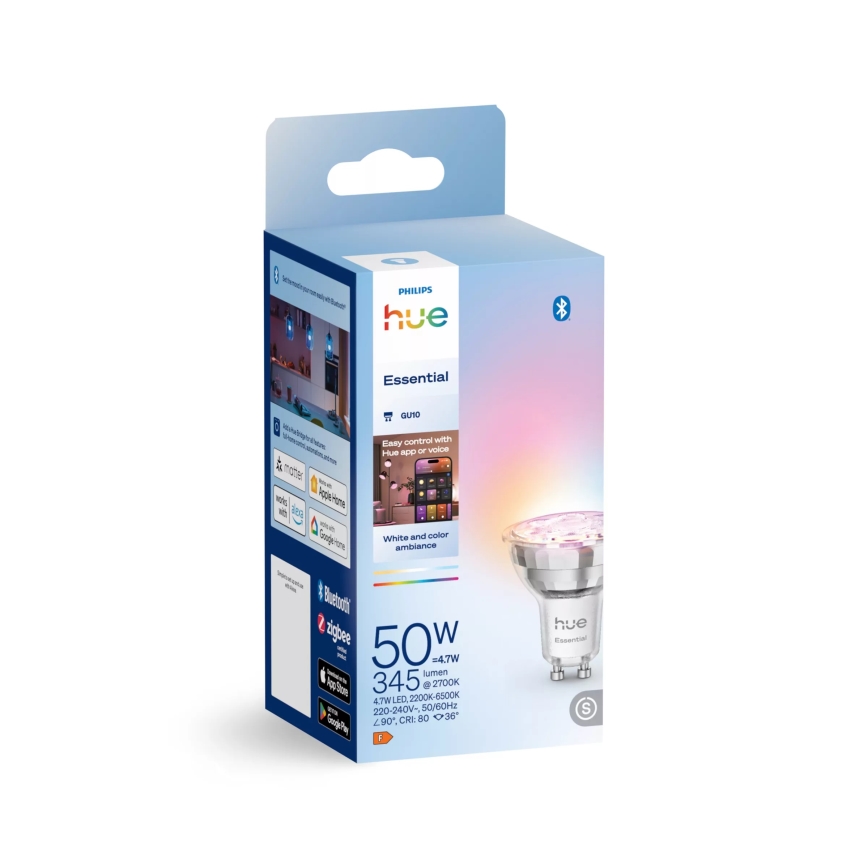 LED aptumšojama spuldze Philips Hue White And Color Ambiance Essential GU10/4,7W/230V 2200-6500K