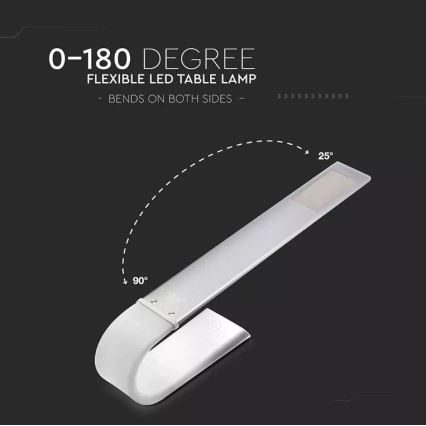 LED elastīga regulējama galda lampa LED/6,5W/5V 2000 mAh 3000K/4500K/6000K