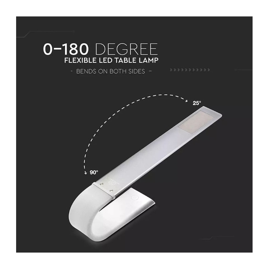 LED elastīga regulējama galda lampa LED/6,5W/5V 2000 mAh 3000K/4500K/6000K