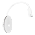 LED elastīga sienas lampa ar USB BASE 1xLED/8W+1xLED/2W/230V balta/sudraba