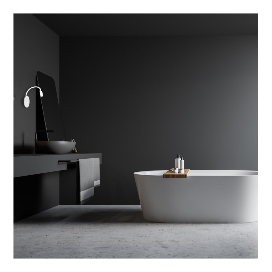 LED elastīga sienas lampa ar USB BASE 1xLED/8W+1xLED/2W/230V balta/sudraba