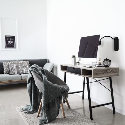 LED elastīga sienas lampa ar USB BASE 1xLED/8W+1xLED/2W/230V melna