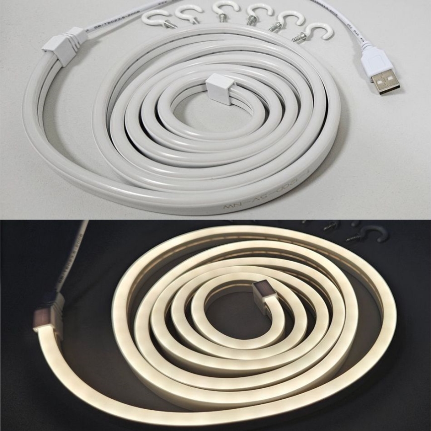 LED Elastīgs josla NEON LED/5V USB 1,8 m balta