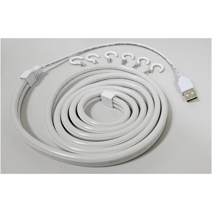 LED Elastīgs josla NEON LED/5V USB 1,8 m balta