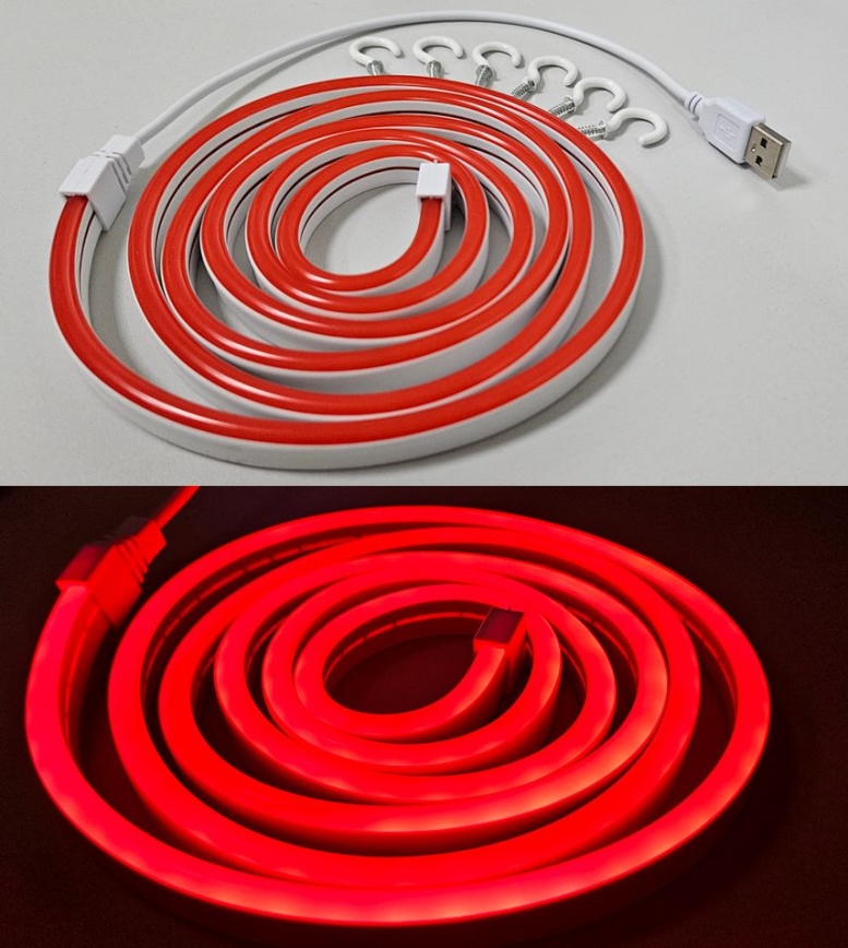 LED Elastīgs josla NEON LED/5V USB 1,8 m sarkana