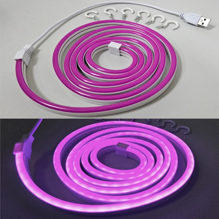 LED Elastīgs josla NEON LED/5V USB 1,8 m violeta