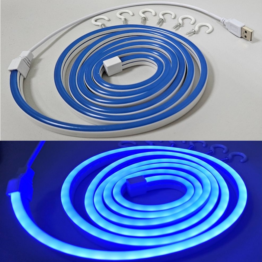LED Elastīgs josla NEON LED/5V USB 1,8 m zila