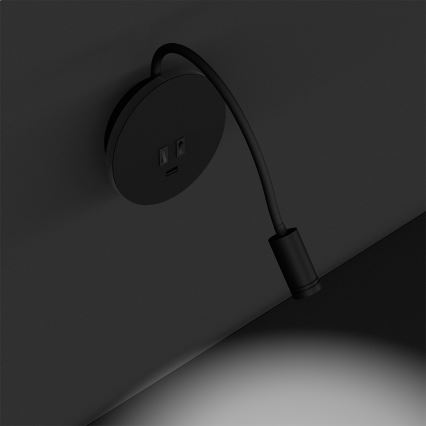 LED Elastīgs wall maza lampa BASE 1xLED/8W+1xLED/2W/230V melna/sudraba