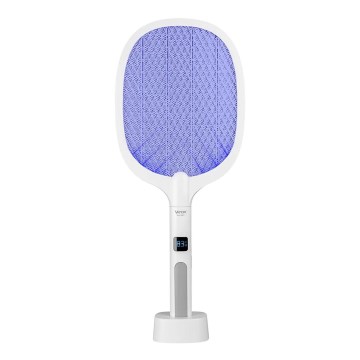 LED Elektriskais kukaiņu slazds 2in1 ar LCD displeju 1200 mAh/5V balts
