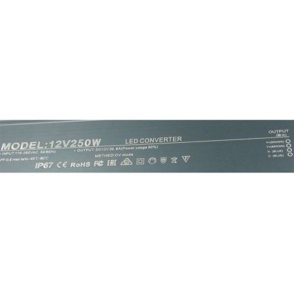 LED Elektriskais transformators 250W/12V IP67