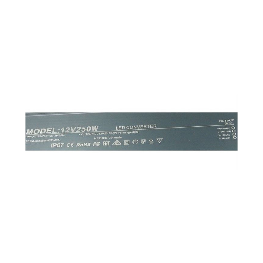 LED Elektriskais transformators 250W/12V IP67
