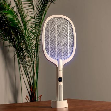 LED Elektrisks insektu slazds 2in1 ar LCD ekrānu 1200 mAh/5V balta