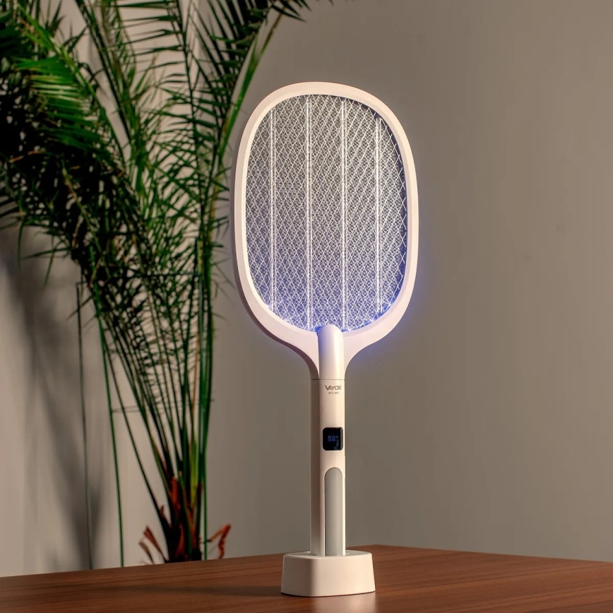 LED Elektrisks insektu slazds 2in1 ar LCD ekrānu 1200 mAh/5V balta