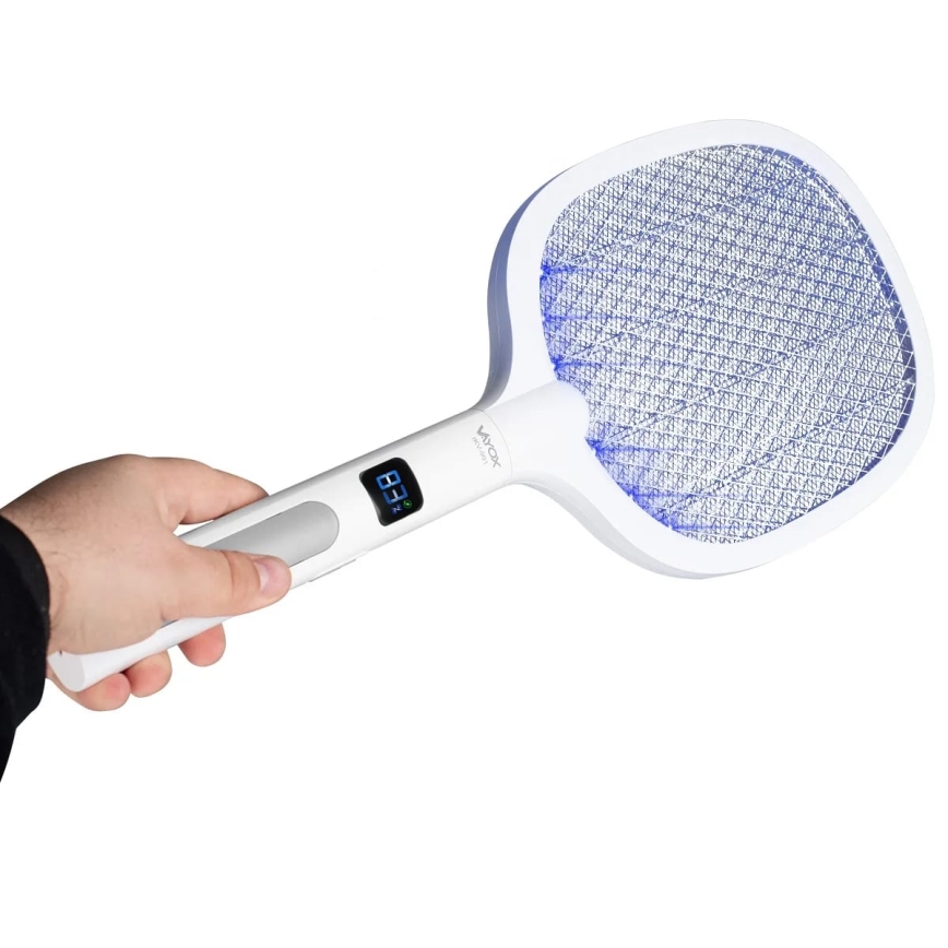 LED Elektrisks insektu slazds 2in1 ar LCD ekrānu 1200 mAh/5V balta