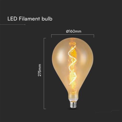 LED filamenta spuldze A160 E27/4W/230V 1800K