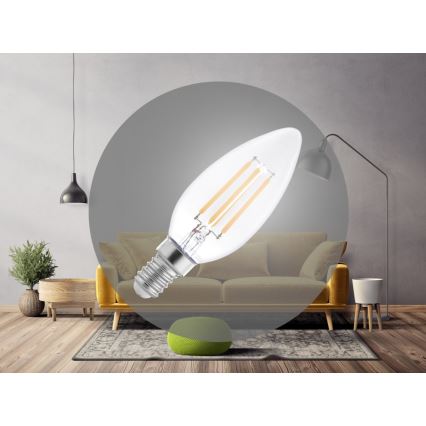 LED filamenta spuldze C37 E14/6W/230V 4000K