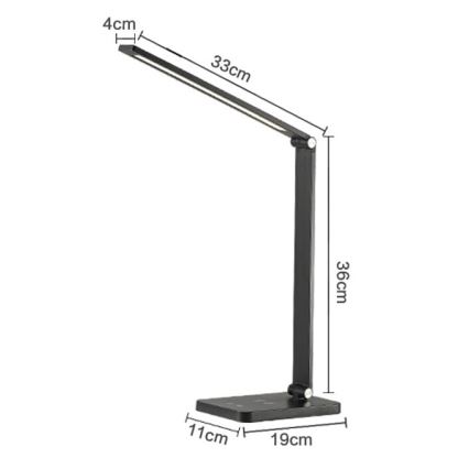 LED Galda lampa ar bezvadu lādētāju LED/10W/230V 3000/4000/4500/5000/6000K melna