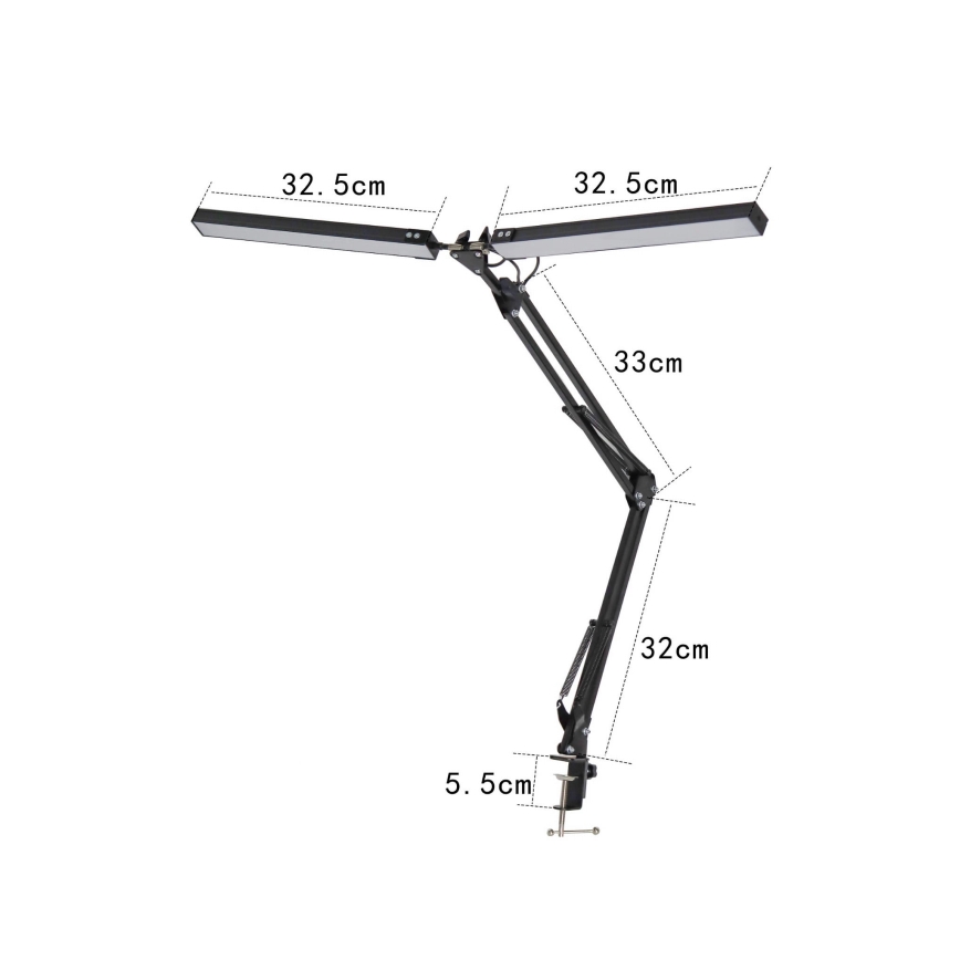 LED galda lampa ar klipsi 2xLED/10W/230V 2800-6800K