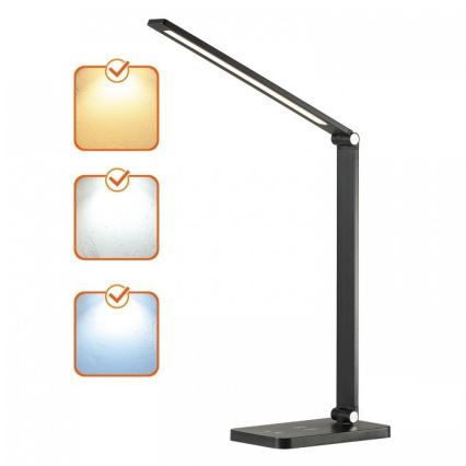 LED regulējama galda lampa ar bezvadu QI uzlādi NOBLITE Q LED/7W/230V 3000/4000/6500K melna