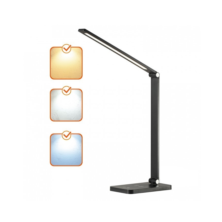 LED regulējama galda lampa ar bezvadu QI uzlādi NOBLITE Q LED/7W/230V 3000/4000/6500K melna