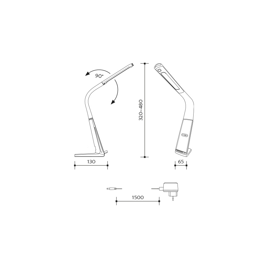 LED regulējama galda lampa ar bezvadu uzlādi un kustību sensoru LORD EVO LED/8W/230V 3000K/4500K/6000K melna