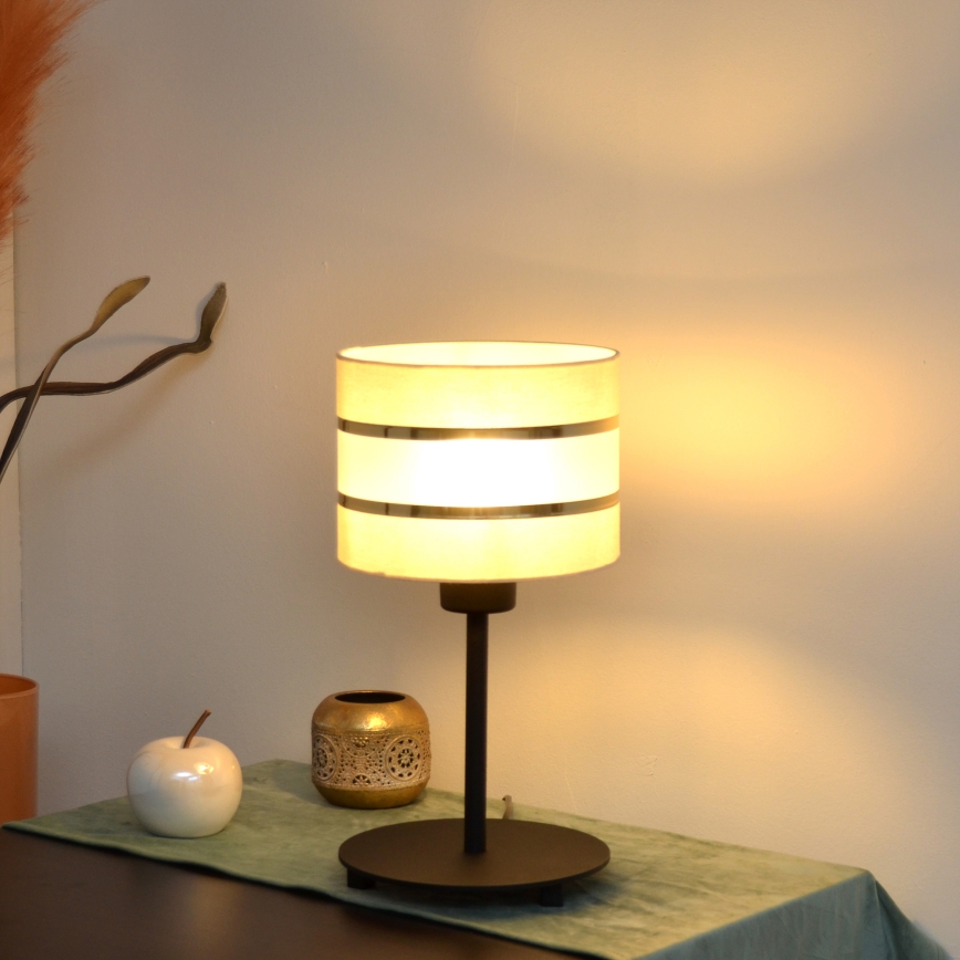 LED Galda lampa HELEN 1xE27/15W/230V krēmkrāsa/melna/zeltaina