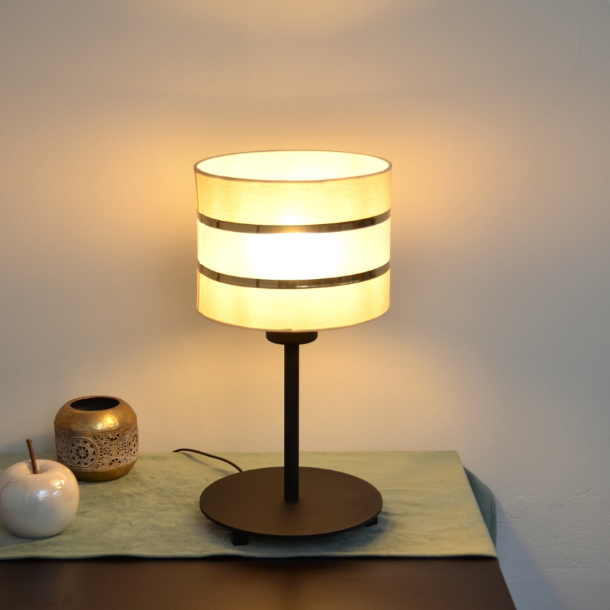LED Galda lampa HELEN 1xE27/15W/230V krēmkrāsa/melna/zeltaina