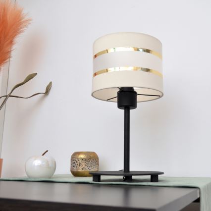 LED Galda lampa HELEN 1xE27/15W/230V krēmkrāsa/melna/zeltaina