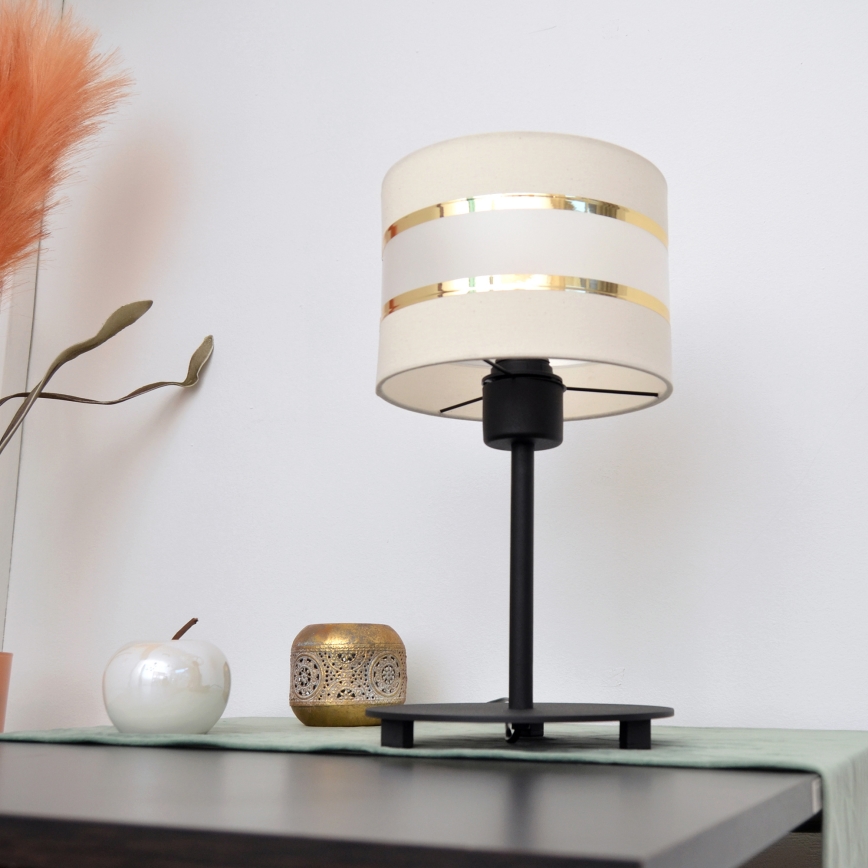 LED Galda lampa HELEN 1xE27/15W/230V krēmkrāsa/melna/zeltaina
