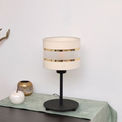 LED Galda lampa HELEN 1xE27/15W/230V krēmkrāsa/melna/zeltaina