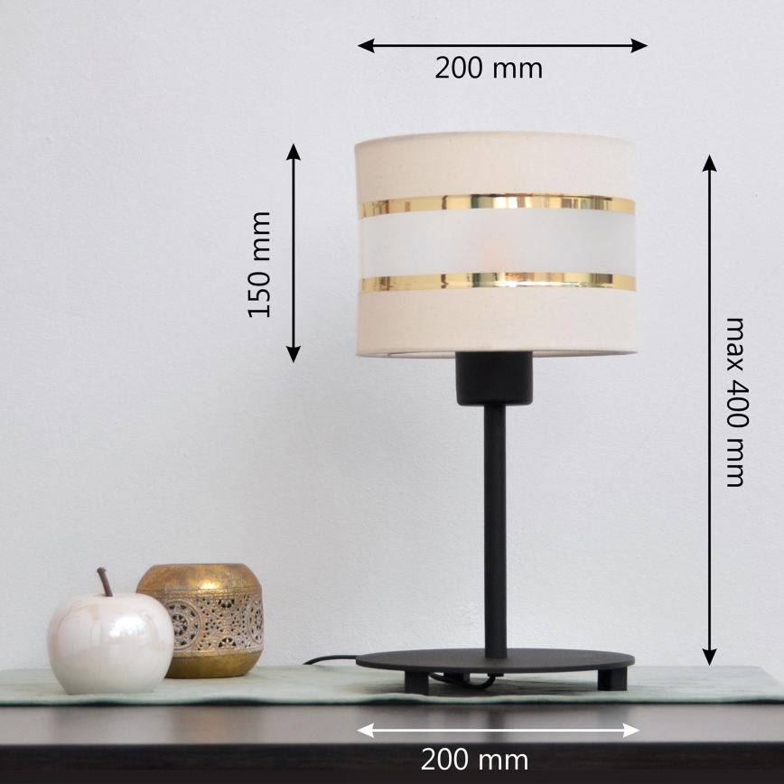 LED Galda lampa HELEN 1xE27/15W/230V krēmkrāsa/melna/zeltaina