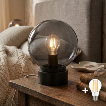 LED galda lampa JIMMY 1xE27/60W/230V antracīta/dūmakaini melna