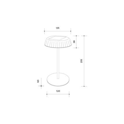 LED regulējama saules uzlādējama galda lampa VIVIEN LED/3W/5V 2700K 1600 mAh IP54 balta
