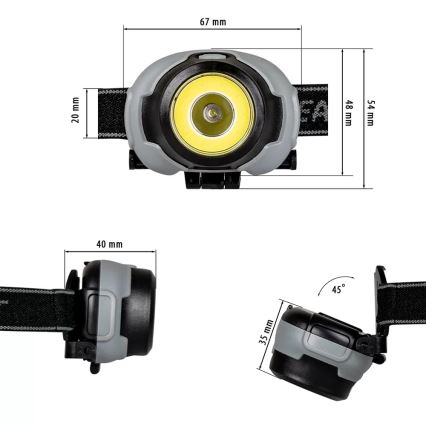 LED Galvas lampa 2xLED/3xAAA IP44 170 lm